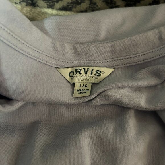 Orvis Women's L/G Periwinkle Pima Cotton Top, V-Neck, 3/4 Sleeve - Picture 4 of 9